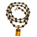 Joan Rivers Topaz Czech Glass Beaded Necklace with Topaz Glass Pendant