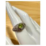 Stauer Sterling Dome Filigree Silver Peridot Ring