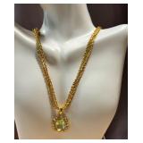 Vintage Nolan Miller Faux Peridot Gold Tone Necklace