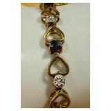 Sterling Silver and Sapphire Heart Tennis Bracelet