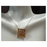 14k Gold Live, Love, Laugh Pendant and Chain