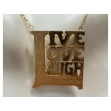14k Gold Live, Love, Laugh Pendant and Chain