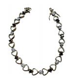 Sterling Silver and Sapphire Heart Tennis Bracelet