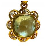 Vintage Nolan Miller Faux Peridot Gold Tone Necklace