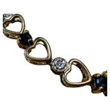Sterling Silver and Sapphire Heart Tennis Bracelet