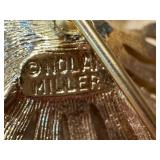 Vintage Nolan Miller Gold Enamel Rhinestone Floral Brooch / Vintage Nolan Miller Floral Design Runway Brooch