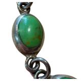 Vintage Sterling Silver Green Turquoise Bracelet