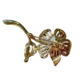 Vintage Nolan Miller Gold Enamel Rhinestone Floral Brooch / Vintage Nolan Miller Floral Design Runway Brooch
