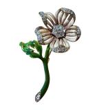 Vintage Nolan Miller Gold Enamel Rhinestone Floral Brooch / Vintage Nolan Miller Floral Design Runway Brooch