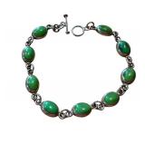 Vintage Sterling Silver Green Turquoise Bracelet
