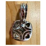 Designer Style Silver and Gold Tone Balinese Filigree Topaz Blue Square Crystal Pendant Necklace