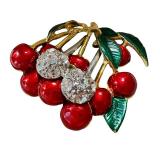 Joan Rivers Vintage Cameo Brooch with Rhinestone Accents