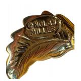 Vintage Nolan Miller Gold Enamel Rhinestone Floral Brooch / Vintage Nolan Miller Floral Design Runway Brooch