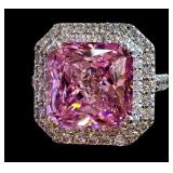 Two Gorgeous Sterling Silver and Pink Stone Rings including A Radiant Cut Sterling Silver and Pink Stone Ring