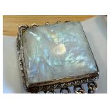 Sterling Silver and Rainbow Moonstone Bracelet and Sterling Silver Bangle Bracelet