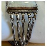 Sterling Silver and Rainbow Moonstone Bracelet and Sterling Silver Bangle Bracelet