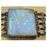 Sterling Silver and Rainbow Moonstone Bracelet and Sterling Silver Bangle Bracelet