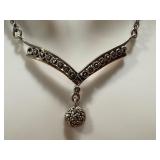 Beautiful Sterling Silver and Marcasite Necklace