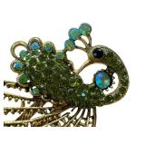 Colorful Peacock Metal and Rhinestone Hairclip