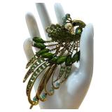 Colorful Peacock Metal and Rhinestone Hairclip