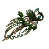 Colorful Peacock Metal and Rhinestone Hairclip