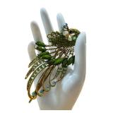 Colorful Peacock Metal and Rhinestone Hairclip