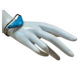 Vintage Mexican Taxco 950 Silver with Turquoise Inlay Clamper Bracelet