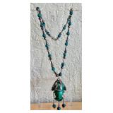 Sterling Silver 925 Malachite Green Stone Warrior Taxco