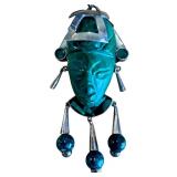 Sterling Silver 925 Malachite Green Stone Warrior Taxco