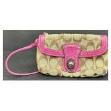 Coach Signature Collection Big C Pink and Brown Wristlet