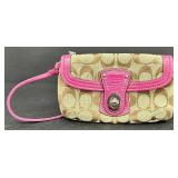 Coach Signature Collection Big C Pink and Brown Wristlet