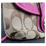 Coach Signature Collection Big C Pink and Brown Wristlet