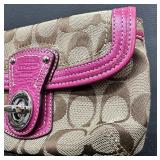 Coach Signature Collection Big C Pink and Brown Wristlet