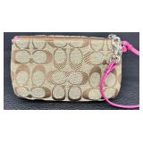 Coach Signature Collection Big C Pink and Brown Wristlet
