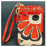 Coach Desert Sky/Neutral Wristlet with Patent Leather Trim and Bow