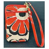 Coach Desert Sky/Neutral Wristlet with Patent Leather Trim and Bow