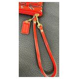 Coach Desert Sky/Neutral Wristlet with Patent Leather Trim and Bow