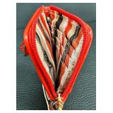 Coach Desert Sky/Neutral Wristlet with Patent Leather Trim and Bow