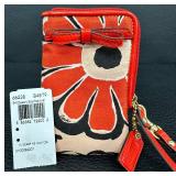 Coach Desert Sky/Neutral Wristlet with Patent Leather Trim and Bow