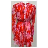 Milly Reina Parrot Tulip Dress in Coral - Size 8