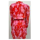 Milly Reina Parrot Tulip Dress in Coral - Size 8