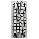 SoCa by St. John White and Black Print Silk Sleeveless Dress - Size L