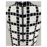 SoCa by St. John White and Black Print Silk Sleeveless Dress - Size L