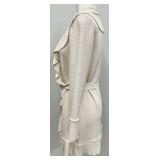 St. John Evening by Marie Grey J. Kelly Coat - Creme Knit Ruffle Long Belted Sweater
