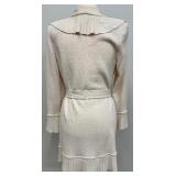 St. John Evening by Marie Grey J. Kelly Coat - Creme Knit Ruffle Long Belted Sweater