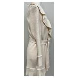 St. John Evening by Marie Grey J. Kelly Coat - Creme Knit Ruffle Long Belted Sweater