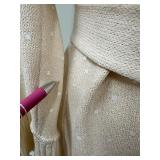 St. John Evening by Marie Grey J. Kelly Coat - Creme Knit Ruffle Long Belted Sweater