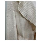 St. John Evening by Marie Grey J. Kelly Coat - Creme Knit Ruffle Long Belted Sweater