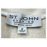 St. John Evening by Marie Grey J. Kelly Coat - Creme Knit Ruffle Long Belted Sweater