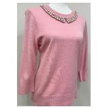 Kate Spade Pale Pink Pan Collar Sweater with Embellished Collar - Size L